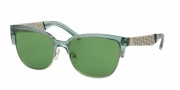 Tory Burch TY6032 Sunglasses Sunglasses - 153902 Crystal Geyser/Silver / Dark Green Solid