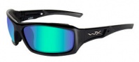 Wiley X Wx Echo Sunglasses Sunglasses - CCECH04 Gloss Black / Polarized Emerald Green Lens