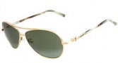 David Yurman DY007 Buckle Sunglasses Sunglasses - 44 Gold with Iridescent Horn / Green Gradient with Stardust Glitter Lens
