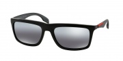 Prada Sport PS 02PS Sunglasses Sunglasses - 1BO9R1 Black Demi Shiny / Polarized Grey Mirror Silver Gradient