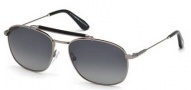 Tom Ford FT0339 Sunglasses Marlon Sunglasses - 14D Shiny Light Ruthenium / Grey Polarized
