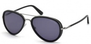 Tom Ford FT0341 Sunglasses Miles Sunglasses - 14V Shiny Light Ruthenium / Blue