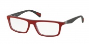 Prada Sport PS 02FV Eyeglasses Eyeglasses - UAR101 Top Red Rubber On Grey