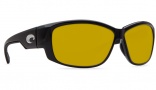 Costa Del Mar Luke Sunglasses Shiny Black Frame Sunglasses - Sunrise Yellow Plastic / 580P