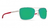 Costa Del Mar Palapa Sunglasses Palladium with Crystal Red Temples Sunglasses - Green Mirror Glass / 400G