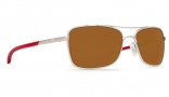 Costa Del Mar Palapa Sunglasses Palladium with Crystal Red Temples Sunglasses - Amber Glass / 580P