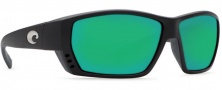Costa Del Mar Tuna Alley Sunglasses Matte Black Frame Sunglasses - Green Mirror 580G
