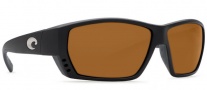 Costa Del Mar Tuna Alley Sunglasses Matte Black Frame Sunglasses - Amber 580P