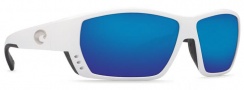 Costa Del Mar Tuna Alley Sunglasses White Frame Sunglasses - Blue Mirror 400G