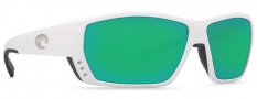 Costa Del Mar Tuna Alley Sunglasses White Frame Sunglasses - Green Mirror 400G