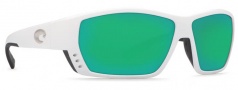 Costa Del Mar Tuna Alley Sunglasses White Frame Sunglasses - Green Mirror 580G