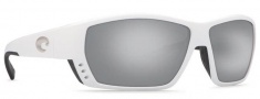 Costa Del Mar Tuna Alley Sunglasses White Frame Sunglasses - Silver Mirror 580G