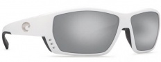 Costa Del Mar Tuna Alley Sunglasses White Frame Sunglasses - Silver Mirror 580P