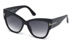 Tom Ford FT0371-F Sunglasses Anoushka Sunglasses - 01B Shiny Black / Gradient Smoke