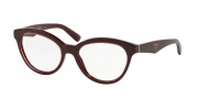 Prada PR 11RV Eyeglasses Triangle Eyeglasses - UAN1O1 Opal Bordeaux on Bordeaux