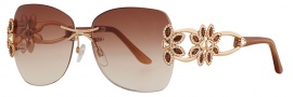 Caviar 6851 Sunglasses Sunglasses - 21 Gold with Clear Topaz Crystal Stones / Brown Lens