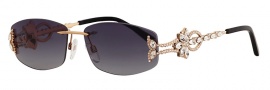 Caviar 5598 Sunglasses Sunglasses - 21 Gold with Clear / Midnight Black / Crystal Stones with Brown Lens