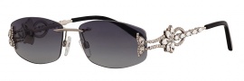 Caviar 5598 Sunglasses Sunglasses - 35 Silver/Gold with Clear Crystal Stones with Grey Lens