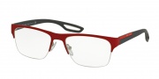 Prada Sport PS 55FV Eyeglasses Eyeglasses - UAB1O1 Top Red Rubber on Steel