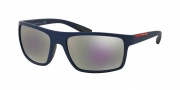 Prada Sport PS 02QS Sunglasses Sunglasses - UAX2E2 Shot Blue Rubber / Grey Mirror Milky Blue