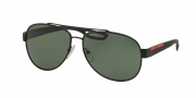 Prada PS 55QS Sunglasses Sunglasses - DG05X1 Black Rubber / Polarized Green