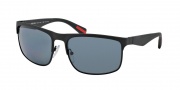 Prada Sport PS 56PS Sunlgasses Rubbermax Sunglasses - DG05Z1 Black Rubber / Polarized Grey