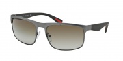 Prada Sport PS 56PS Sunlgasses Rubbermax Sunglasses - DG11X1 Gunmetal Rubber / Brown Gradient