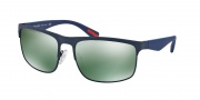 Prada Sport PS 56PS Sunlgasses Rubbermax Sunglasses - TFY3C0 Blue Rubber / Light Green Mirror
