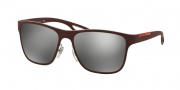 Prada PS 56QS Sunglasses LJ Silver Sunglasses - TWM7W1 Burgundy Rubber / Grey Mirror Silver
