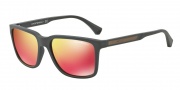 Emporio Armani EA4047 Sunglasses Sunglasses - 52116Q Grey Rubber / Brown Mirror Orange
