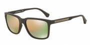 Emporio Armani EA4047 Sunglasses Sunglasses - 53054Z Grey/Brown Rubber / Grey Mirror Rose Gold