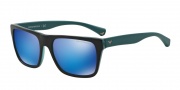 Emporio Armani EA4048 Sunglasses Sunglasses - 539355 Top Black/Matte Turquoise / Green Mirror Light Blue