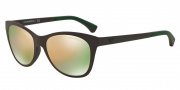 Emporio Armani EA4046 Sunglasses Sunglasses - 53424Z Matte Brown / Grey Mirror Rose Gold