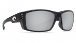 Costa Del Mar Cortez Shiny Black Sunglasses Sunglasses - Silver Mirror 580G