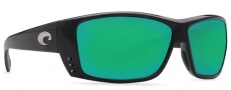 Costa Del Mar Cat Cay Sunglasses - Shiny Black Frame Sunglasses - Green Mirror 580G