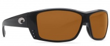 Costa Del Mar Cat Cay Sunglasses - Shiny Black Frame Sunglasses - Amber 580P