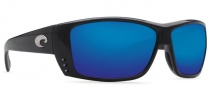 Costa Del Mar Cat Cay Sunglasses - Shiny Black Frame Sunglasses - Blue Mirror 580P