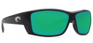 Costa Del Mar Cat Cay Sunglasses - Shiny Black Frame Sunglasses - Green Mirror 580P