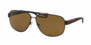 Prada Sport PS 58QS Sunglasses Sunglasses - DG05Y1 Black Rubber / Polarized Brown