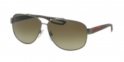 Prada Sport PS 58QS Sunglasses Sunglasses - DG11X1 Gunmetal Rubber / Brown Gradient