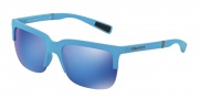 Dolce & Gabbana DG6097 Sunglasses Sunglasses - 301525 Azure Rubber / Green Mirror Light Blue