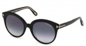 Tom Ford FT0429 Sunglasses Monica Sunglasses - 03W - black/crystal / gradient blue