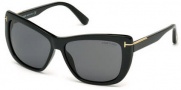 Tom Ford FT0434 Sunglasses Lindsay Sunglasses - 01D - shiny black / smoke polarized