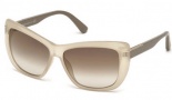 Tom Ford FT0434 Sunglasses Lindsay Sunglasses - 57G - shiny beige / brown mirror