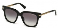 Tom Ford FT0436 Sunglasses Tracy Sunglasses - 01B - shiny black / gradient smoke