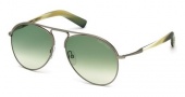 Tom Ford FT0448 Sunglasses Cody Sunglasses - 14P Shiny Light Ruthenium / Gradient Green