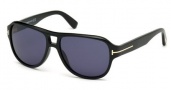 Tom Ford FT0446 Sunglasses Dylan Sunglasses - 01V Shiny Black / Blue